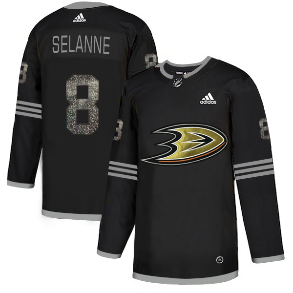 Adidas Ducks #8 Teemu Selanne Black Authentic Classic Stitched NHL Jersey