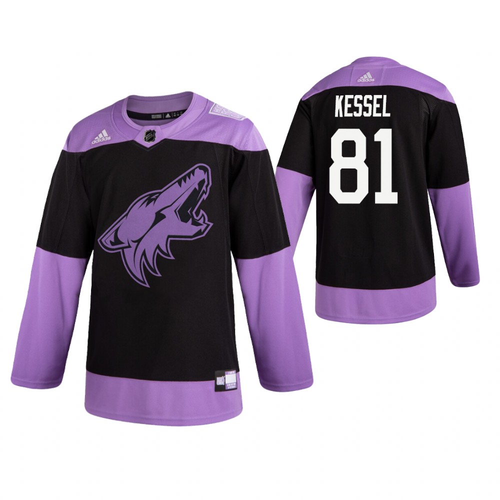 Adidas Coyotes #81 Phil Kessel Men's Black Hockey Fights Cancer Practice NHL Jersey Adidas Coyotes #81 Phil Kessel Men's Black Hockey Fights Cancer Practice NHL Jersey