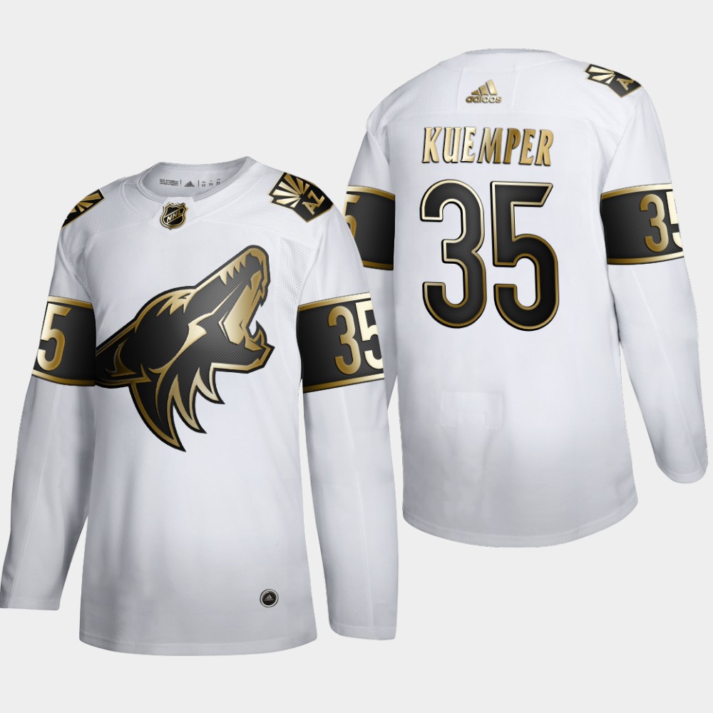 Arizona Coyotes #35 Darcy Kuemper Men's Adidas White Golden Edition Limited Stitched NHL Jersey Arizona Coyotes #35 Darcy Kuemper Men's Adidas White Golden Edition Limited Stitched NHL Jersey