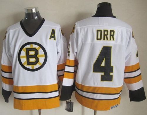 Bruins #4 Bobby Orr White/Yellow CCM Throwback Stitched NHL Jersey Bruins #4 Bobby Orr White/Yellow CCM Throwback Stitched NHL Jersey
