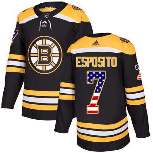 Adidas Bruins #7 Phil Esposito Black Home Authentic USA Flag Stitched NHL Jersey Adidas Bruins #7 Phil Esposito Black Home Authentic USA Flag Stitched NHL Jersey