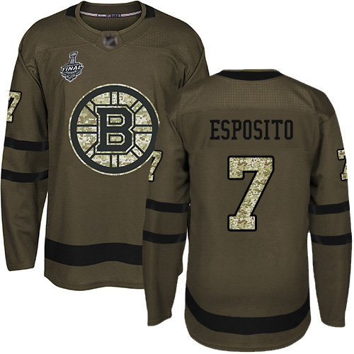 Adidas Bruins #7 Phil Esposito Green Salute to Service Stanley Cup Final Bound Stitched NHL Jersey