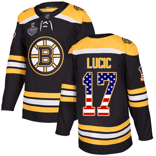 Adidas Bruins #17 Milan Lucic Black Home Authentic USA Flag Stanley Cup Final Bound Stitched NHL Jersey