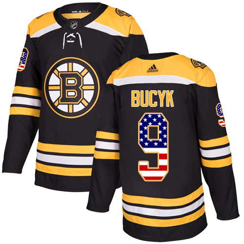 Adidas Bruins #9 Johnny Bucyk Black Home Authentic USA Flag Stitched NHL Jersey Adidas Bruins #9 Johnny Bucyk Black Home Authentic USA Flag Stitched NHL Jersey