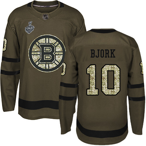 Adidas Bruins #10 Anders Bjork Green Salute to Service Stanley Cup Final Bound Stitched NHL Jersey
