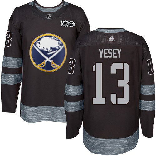 Adidas Sabres #13 Jimmy Vesey Black 1917-2017 100th Anniversary Stitched NHL Jersey