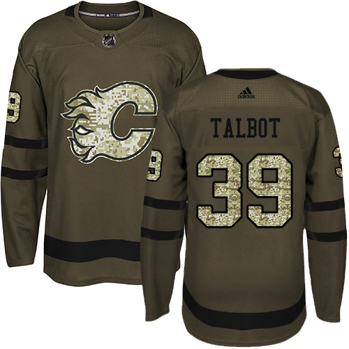 Adidas Flames #39 Cam Talbot Green Salute to Service Stitched NHL Jersey