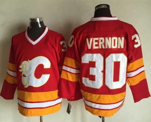 Flames #30 Mike Vernon Red CCM Throwback Stitched NHL Jersey Flames #30 Mike Vernon Red CCM Throwback Stitched NHL Jersey