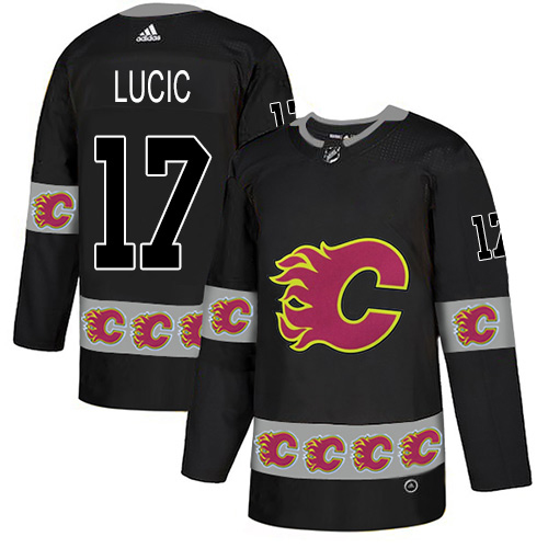 Adidas Flames #17 Milan Lucic Black Authentic Team Logo Fashion Stitched NHL Jersey