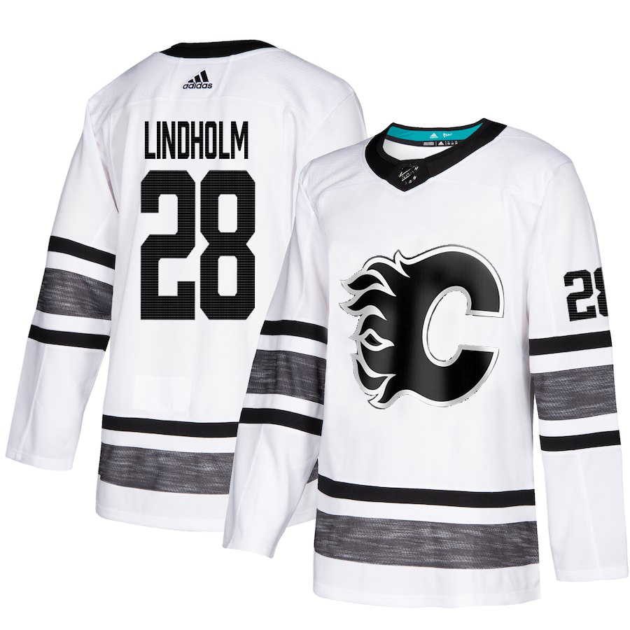 Adidas Flames #28 Elias Lindholm White 2019 All-Star Game Parley Authentic Stitched NHL Jersey