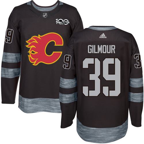 Adidas Flames #39 Doug Gilmour Black 1917-2017 100th Anniversary Stitched NHL Jersey