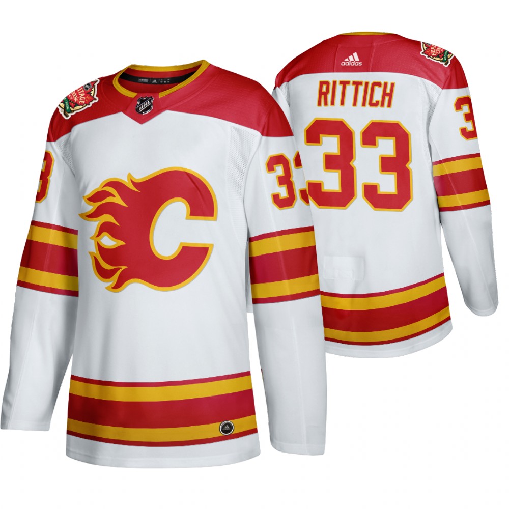 Calgary Flames #33 David Rittich Men's 2019-20 Heritage Classic Authentic White Stitched NHL Jersey Calgary Flames #33 David Rittich Men's 2019-20 Heritage Classic Authentic White Stitched NHL Jersey