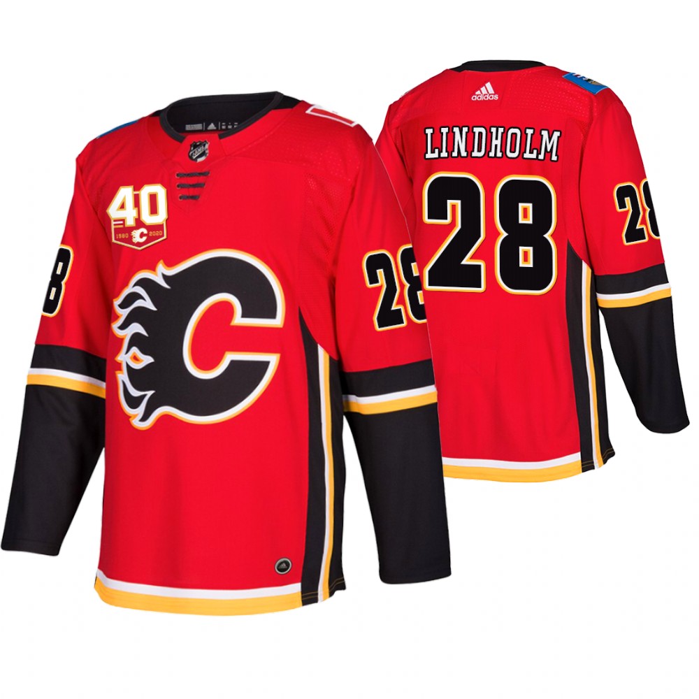 Adidas Calgary Flames #28 Eelias Lindholm 40th Anniversary Third 2019-20 NHL Jersey