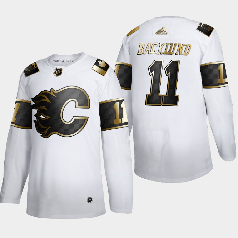 Calgary Flames #11 Mikael Backlund Men's Adidas White Golden Edition Limited Stitched NHL Jersey
