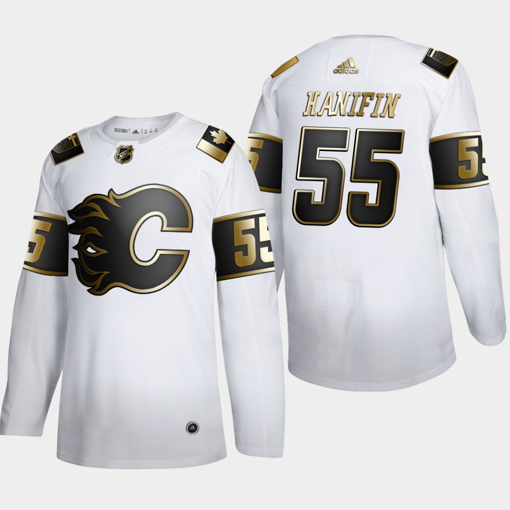 Calgary Flames #55 Noah Hanifin Men's Adidas White Golden Edition Limited Stitched NHL Jersey