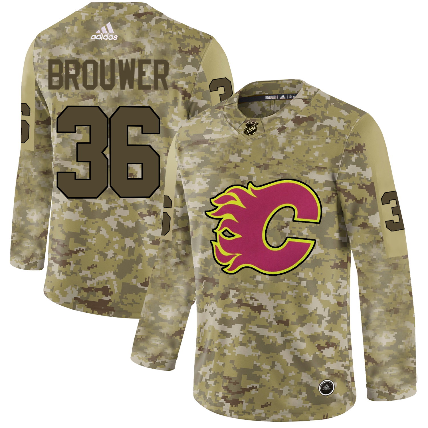 Adidas Flames #36 Troy Brouwer Camo Authentic Stitched NHL Jersey