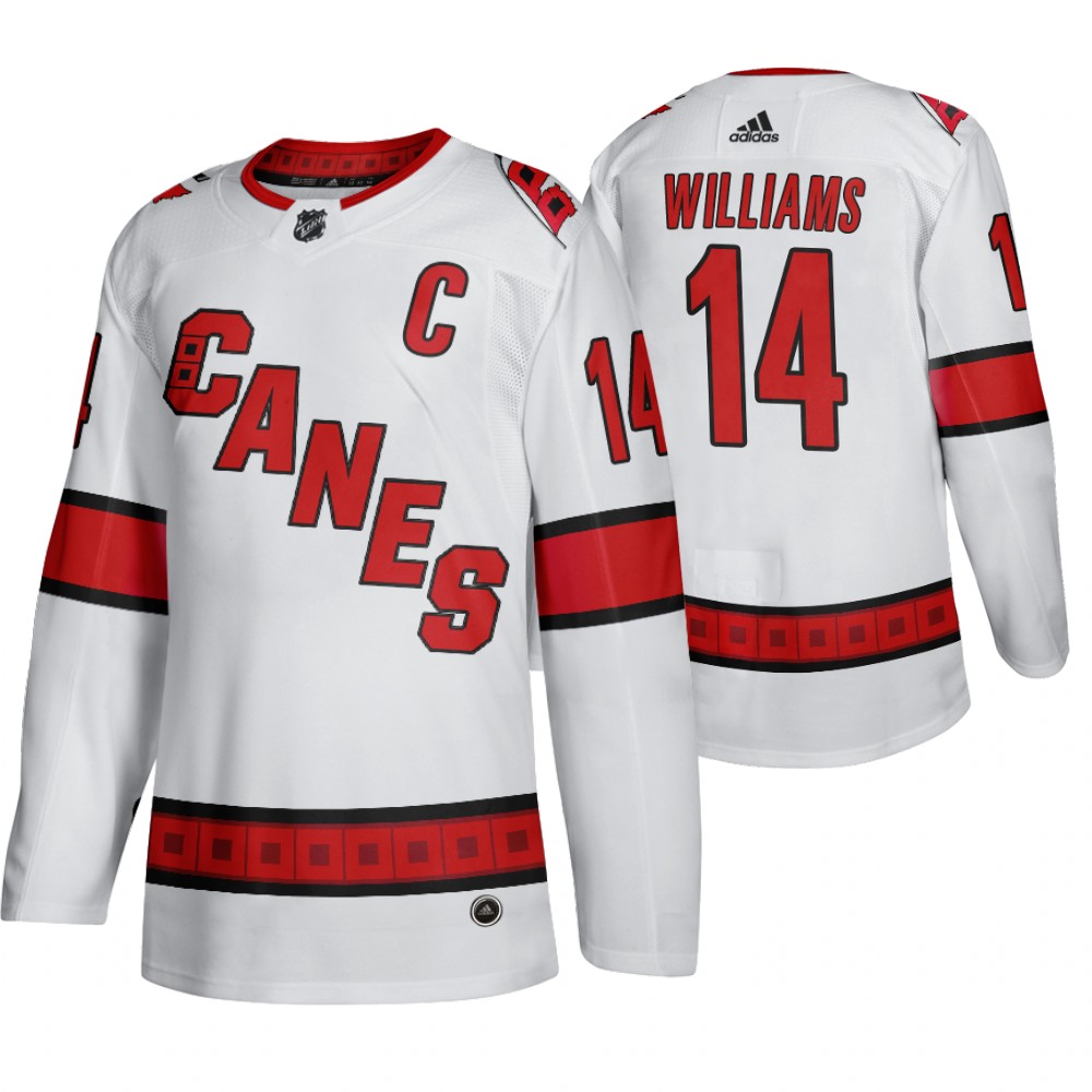 Carolina Hurricanes #14 Justin Williams Men's 2019-20 Away Authentic Player White Stitched NHL Jersey Carolina Hurricanes #14 Justin Williams Men's 2019-20 Away Authentic Player White Stitched NHL Jersey