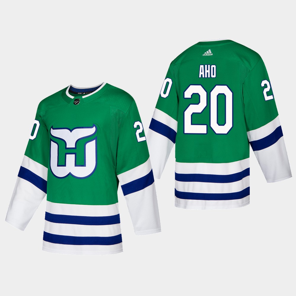 Hartford Whalers #20 Sebastian Aho Adidas 2019-20 Heritage Authentic Player NHL Jersey Green Hartford Whalers #20 Sebastian Aho Adidas 2019-20 Heritage Authentic Player NHL Jersey Green