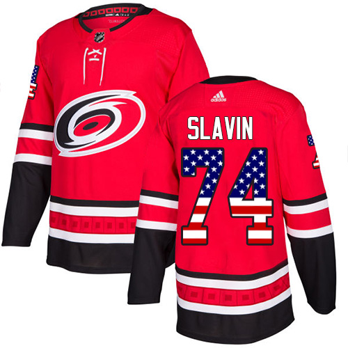 Adidas Hurricanes #74 Jaccob Slavin Red Home Authentic USA Flag Stitched NHL Jersey Adidas Hurricanes #74 Jaccob Slavin Red Home Authentic USA Flag Stitched NHL Jersey