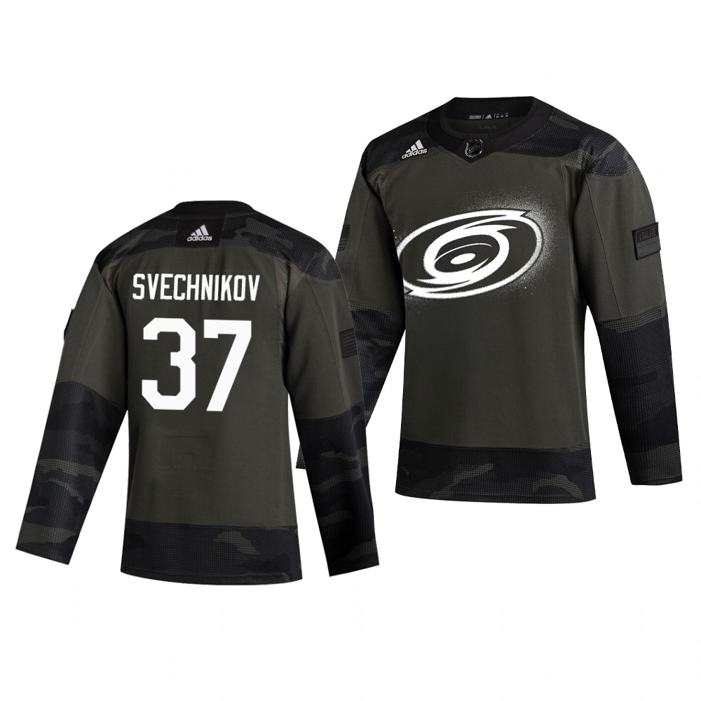 Carolina Hurricanes #37 Andrei Svechnikov Adidas 2019 Veterans Day Men's Authentic Practice NHL Jersey Camo Carolina Hurricanes #37 Andrei Svechnikov Adidas 2019 Veterans Day Men's Authentic Practice NHL Jersey Camo