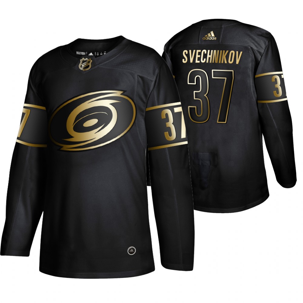 Adidas Hurricanes #37 Andrei Svechnikov Men's 2019 Black Golden Edition Authentic Stitched NHL Jersey