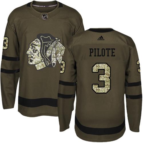 Adidas Blackhawks #3 Pierre Pilote Green Salute to Service Stitched NHL Jersey Adidas Blackhawks #3 Pierre Pilote Green Salute to Service Stitched NHL Jersey
