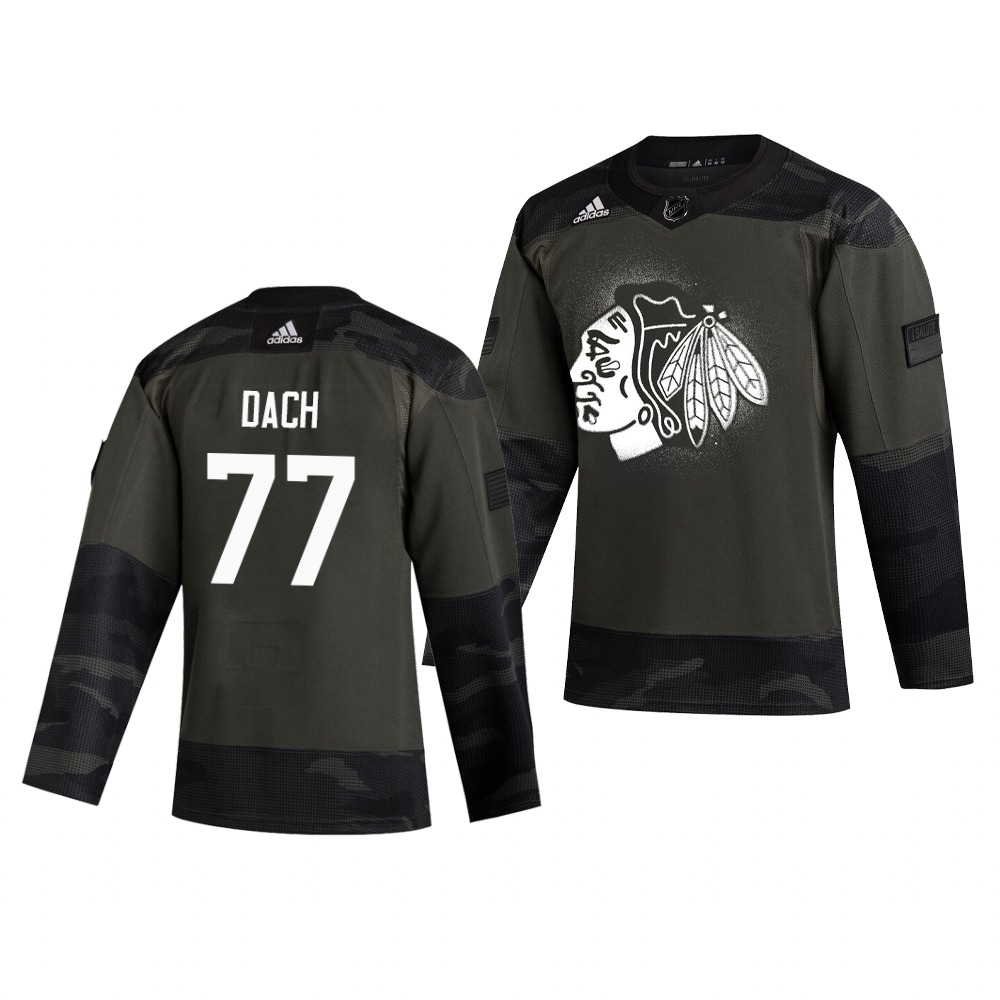 Chicago Blackhawks #77 Kirby Dach Adidas 2019 Veterans Day Men's Authentic Practice NHL Jersey Camo Chicago Blackhawks #77 Kirby Dach Adidas 2019 Veterans Day Men's Authentic Practice NHL Jersey Camo