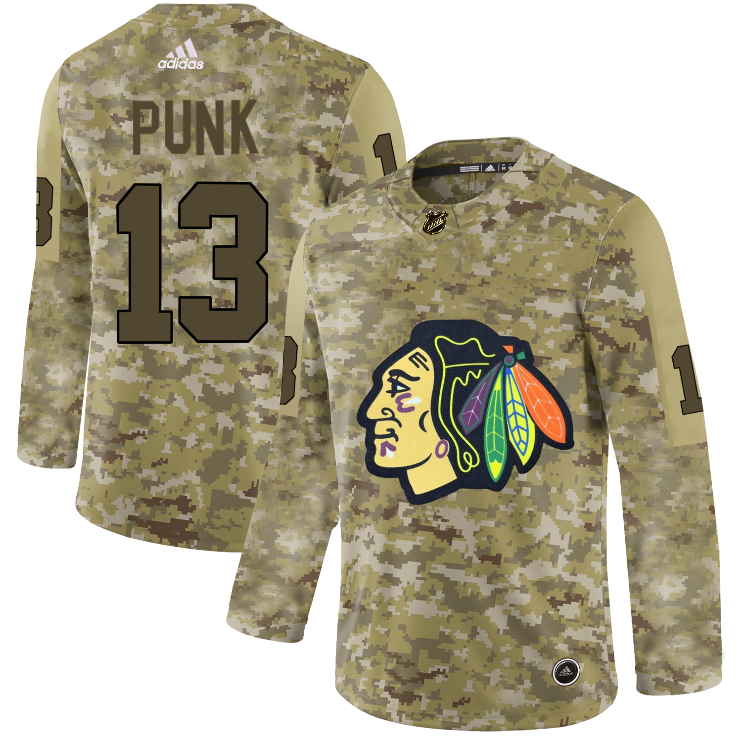 Adidas Blackhawks #13 CM Punk Camo Authentic Stitched NHL Jersey Adidas Blackhawks #13 CM Punk Camo Authentic Stitched NHL Jersey