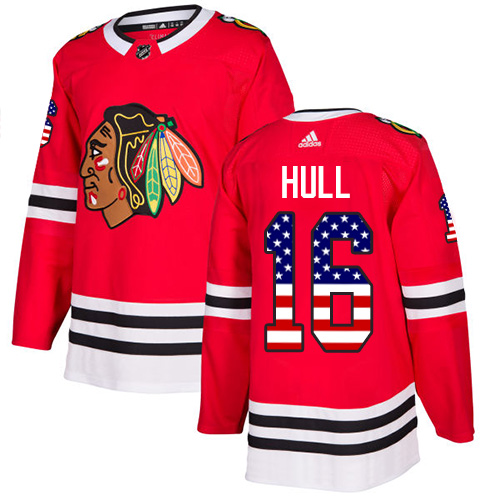 Adidas Blackhawks #16 Bobby Hull Red Home Authentic USA Flag Stitched NHL Jersey Adidas Blackhawks #16 Bobby Hull Red Home Authentic USA Flag Stitched NHL Jersey