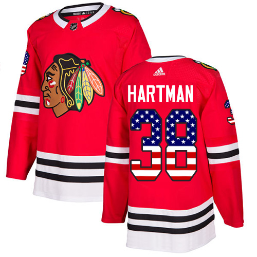 Adidas Blackhawks #38 Ryan Hartman Red Home Authentic USA Flag Stitched NHL Jersey Adidas Blackhawks #38 Ryan Hartman Red Home Authentic USA Flag Stitched NHL Jersey