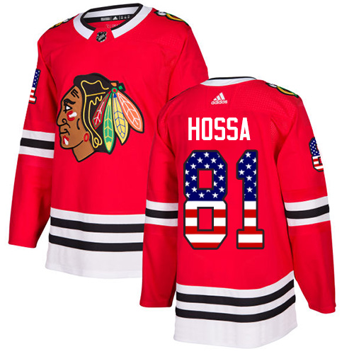Adidas Blackhawks #81 Marian Hossa Red Home Authentic USA Flag Stitched NHL Jersey Adidas Blackhawks #81 Marian Hossa Red Home Authentic USA Flag Stitched NHL Jersey