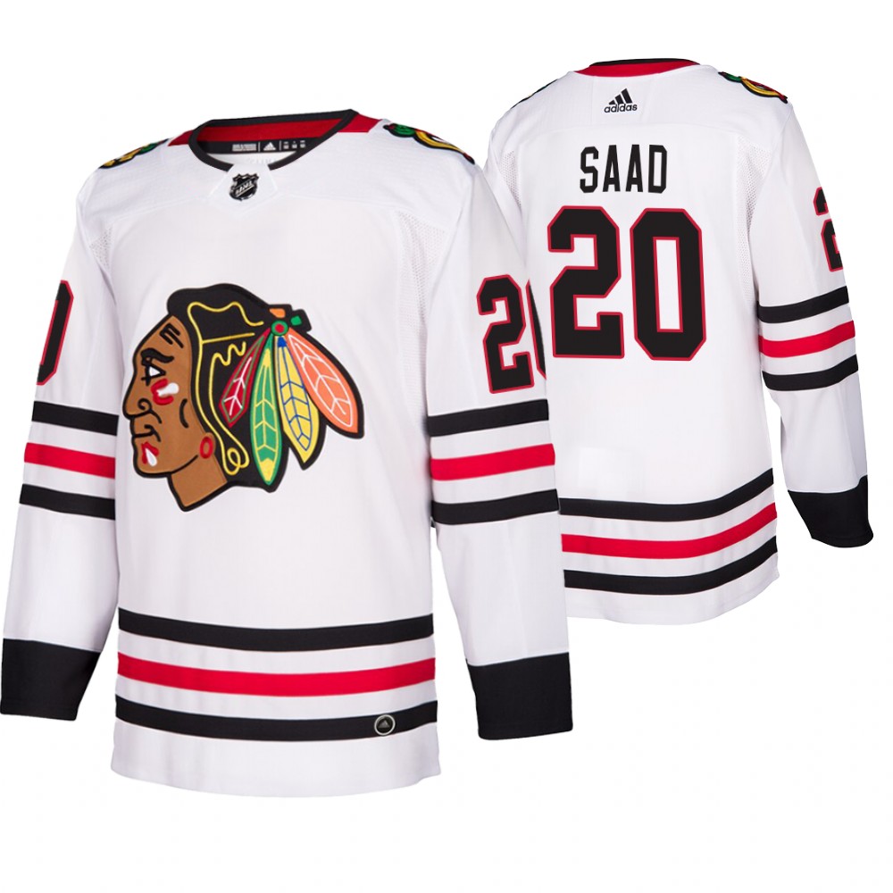 Chicago Blackhawks #20 Brandon Saad 2019-20 Away Authentic Player White NHL Jersey Chicago Blackhawks #20 Brandon Saad 2019-20 Away Authentic Player White NHL Jersey