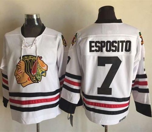 Blackhawks #7 Tony Esposito White CCM Throwback Stitched NHL Jersey Blackhawks #7 Tony Esposito White CCM Throwback Stitched NHL Jersey
