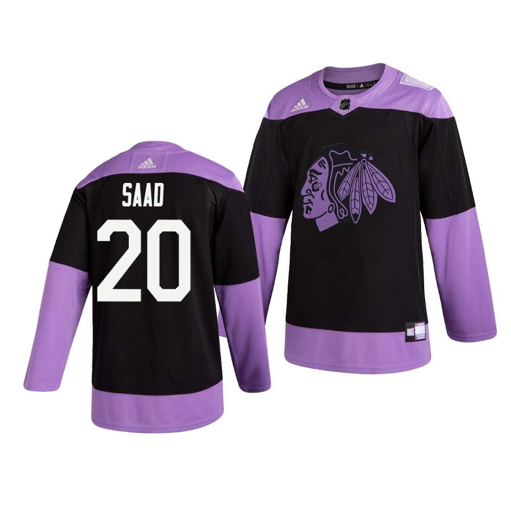 Chicago Blackhawks #20 Brandon Saad Adidas Men's Hockey Fights Cancer Practice NHL Jersey Black Chicago Blackhawks #20 Brandon Saad Adidas Men's Hockey Fights Cancer Practice NHL Jersey Black