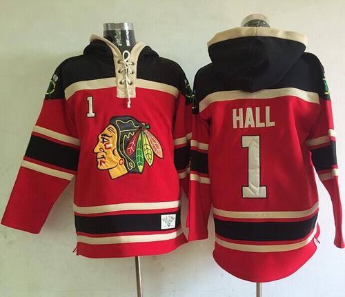 Blackhawks #1 Glenn Hall Red Sawyer Hooded Sweatshirt Stitched NHL Jersey Blackhawks #1 Glenn Hall Red Sawyer Hooded Sweatshirt Stitched NHL Jersey