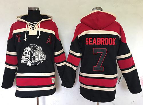 Blackhawks #7 Brent Seabrook Black Sawyer Hooded Sweatshirt Stitched NHL Jersey Blackhawks #7 Brent Seabrook Black Sawyer Hooded Sweatshirt Stitched NHL Jersey