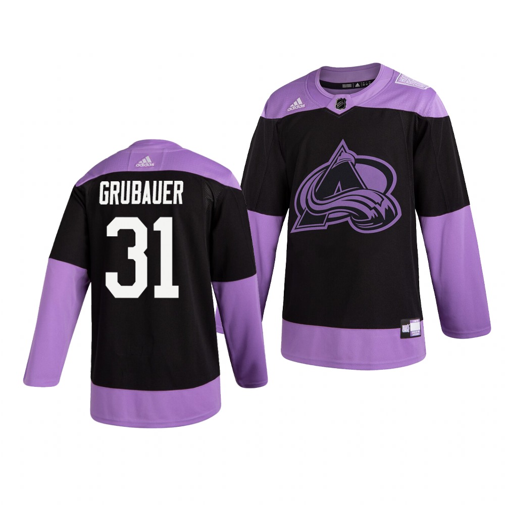 Colorado Avalanche #31 Philipp Grubauer Adidas Men's Hockey Fights Cancer Practice NHL Jersey Black Colorado Avalanche #31 Philipp Grubauer Adidas Men's Hockey Fights Cancer Practice NHL Jersey Black