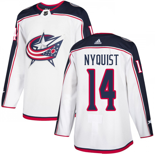 Adidas Blue Jackets #14 Gustav Nyquist White Road Authentic Stitched NHL Jersey Adidas Blue Jackets #14 Gustav Nyquist White Road Authentic Stitched NHL Jersey