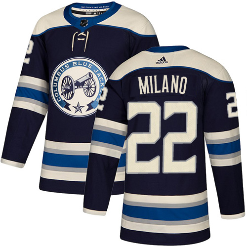 Adidas Blue Jackets #22 Sonny Milano Navy Blue Alternate Authentic Stitched NHL Jersey Adidas Blue Jackets #22 Sonny Milano Navy Blue Alternate Authentic Stitched NHL Jersey