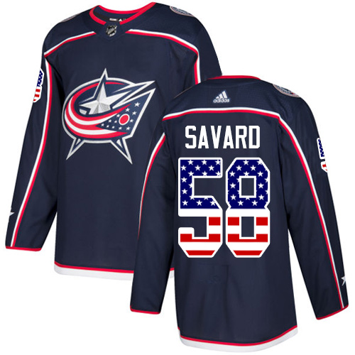 Adidas Blue Jackets #58 David Savard Navy Blue Home Authentic USA Flag Stitched NHL Jersey Adidas Blue Jackets #58 David Savard Navy Blue Home Authentic USA Flag Stitched NHL Jersey