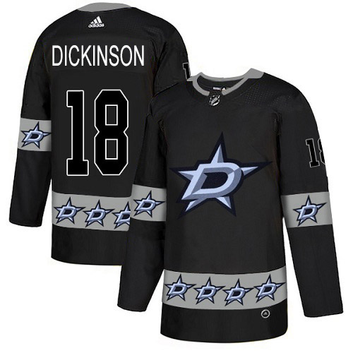 Adidas Stars #18 Jason Dickinson Black Authentic Team Logo Fashion Stitched NHL Jersey