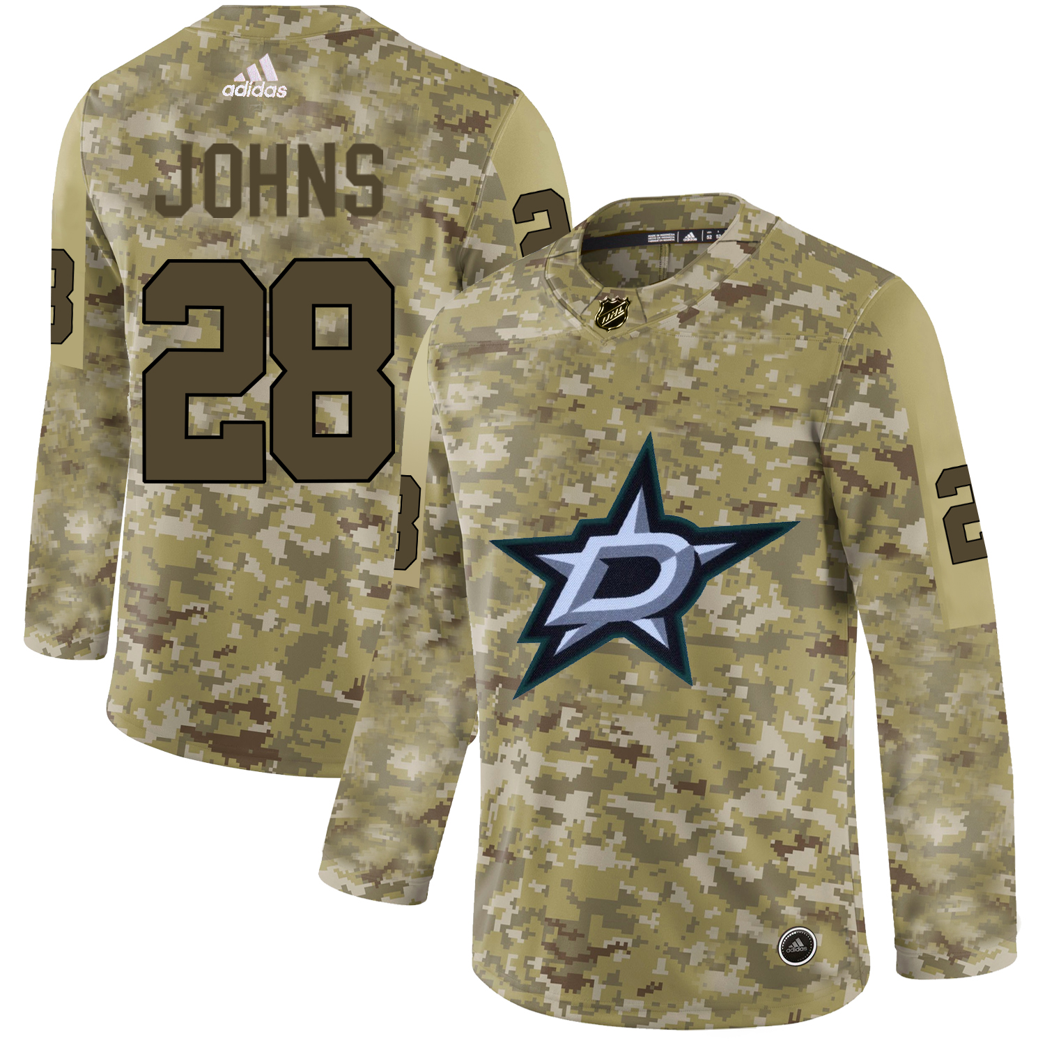 Adidas Stars #28 Stephen Johns Camo Authentic Stitched NHL Jersey