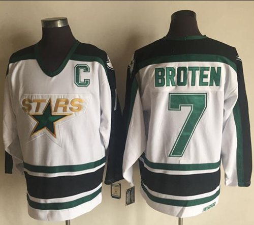 Stars #7 Neal Broten White CCM Throwback Stitched NHL Jersey Stars #7 Neal Broten White CCM Throwback Stitched NHL Jersey