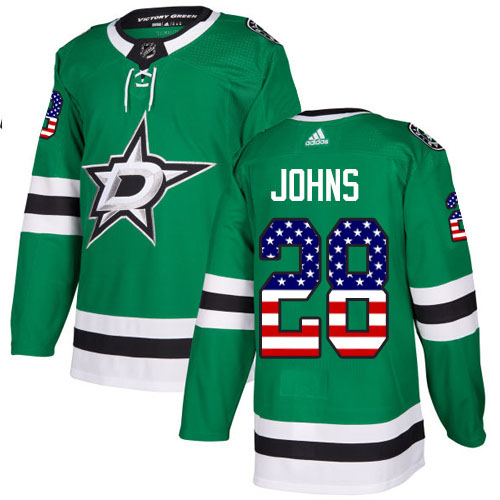 Adidas Stars #28 Stephen Johns Green Home Authentic USA Flag Stitched NHL Jersey Adidas Stars #28 Stephen Johns Green Home Authentic USA Flag Stitched NHL Jersey