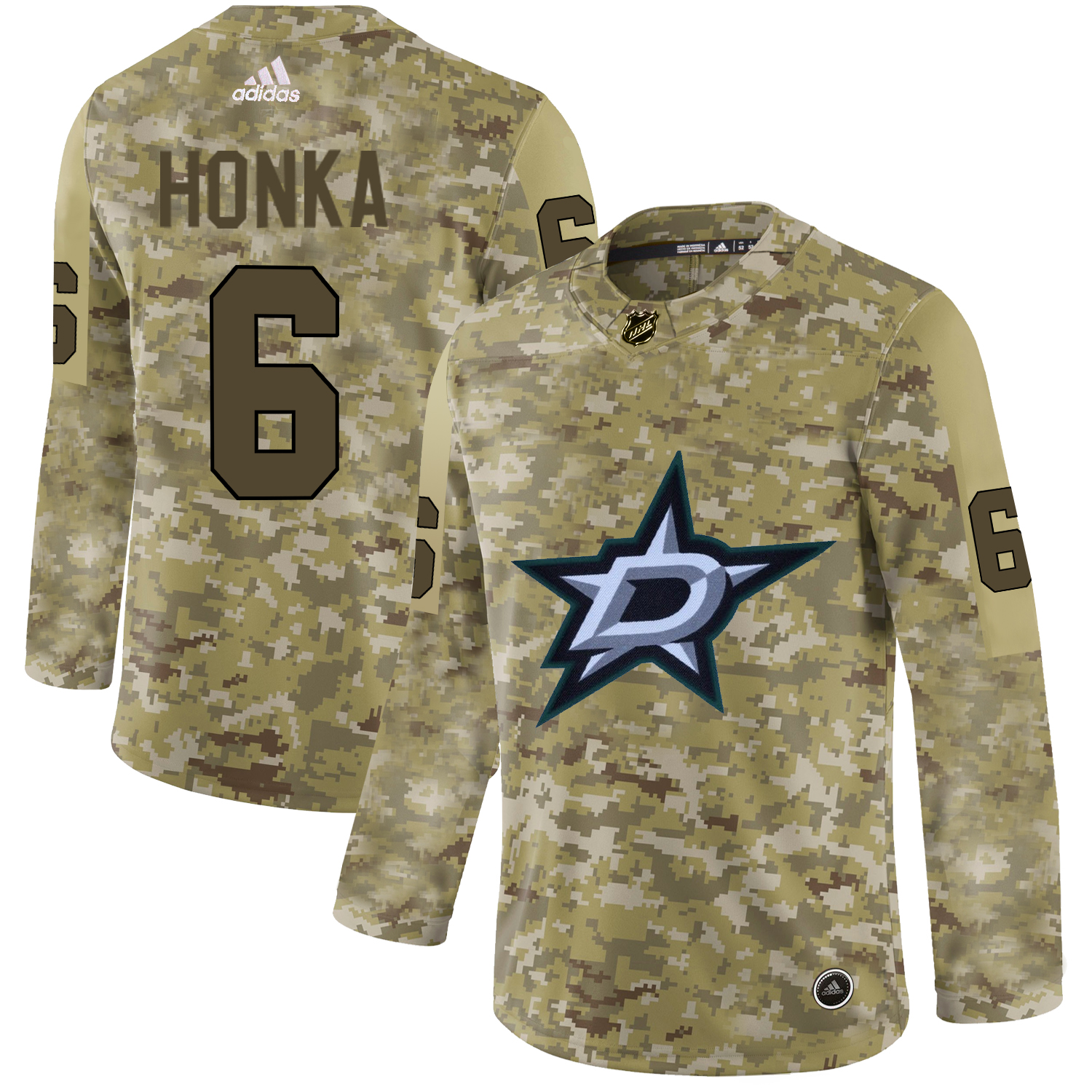 Adidas Stars #6 Julius Honka Camo Authentic Stitched NHL Jersey