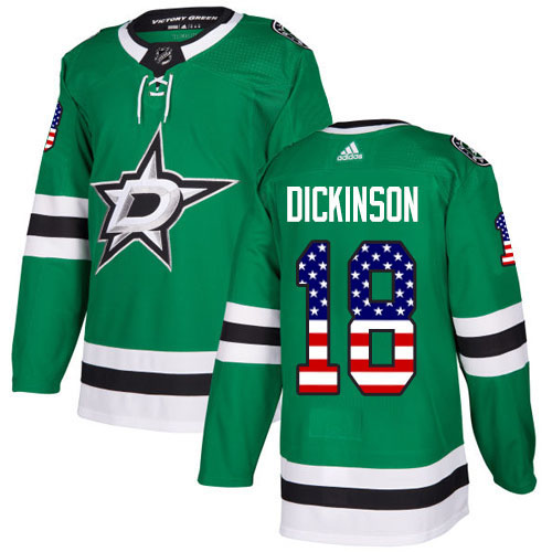 Adidas Stars #18 Jason Dickinson Green Home Authentic USA Flag Stitched NHL Jersey Adidas Stars #18 Jason Dickinson Green Home Authentic USA Flag Stitched NHL Jersey
