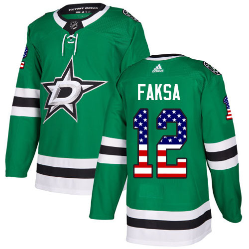 Adidas Stars #12 Radek Faksa Green Home Authentic USA Flag Stitched NHL Jersey Adidas Stars #12 Radek Faksa Green Home Authentic USA Flag Stitched NHL Jersey