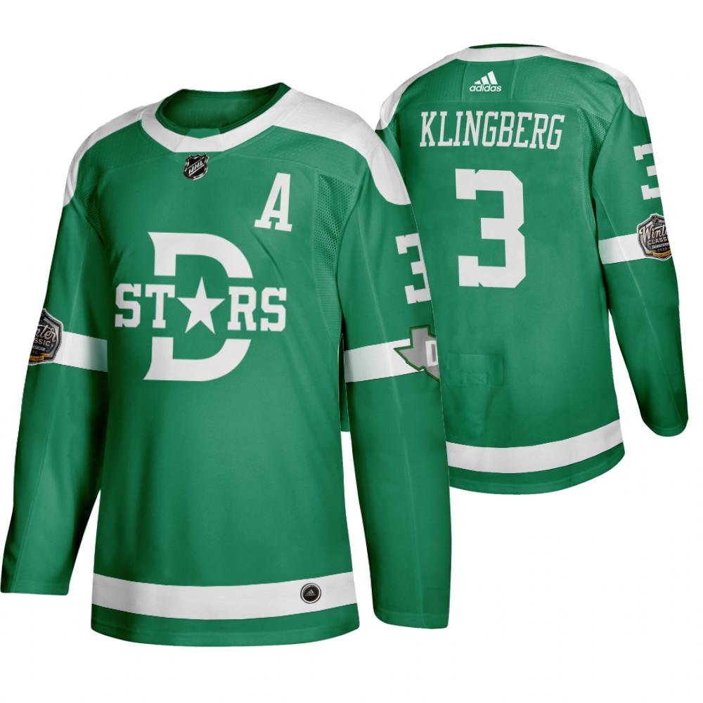 Adidas Dallas Stars #3 John Klingberg Men's Green 2020 Winter Classic Retro NHL Jersey Adidas Dallas Stars #3 John Klingberg Men's Green 2020 Winter Classic Retro NHL Jersey