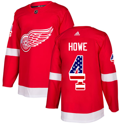 Adidas Red Wings #4 Gordie Howe Red Home Authentic USA Flag Stitched NHL Jersey Adidas Red Wings #4 Gordie Howe Red Home Authentic USA Flag Stitched NHL Jersey