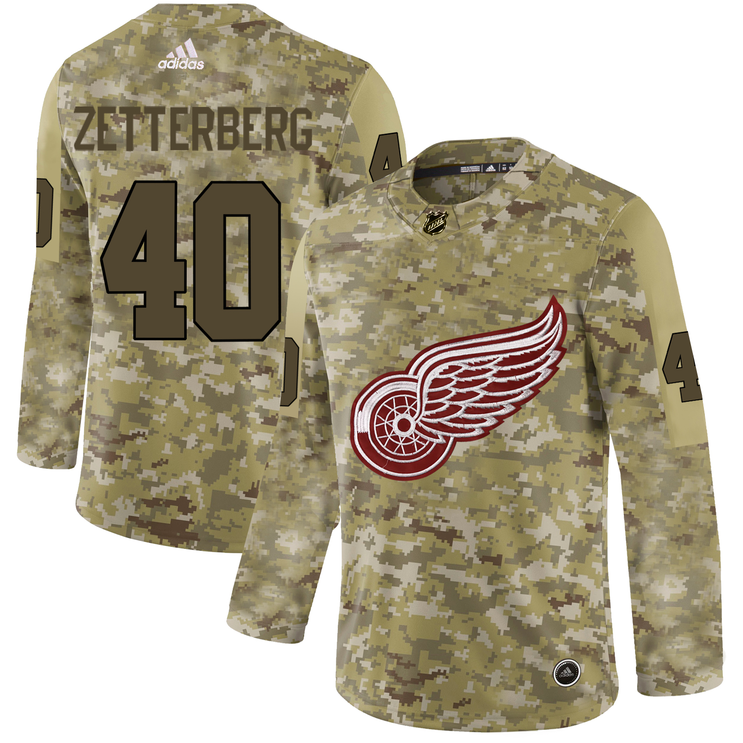 Adidas Red Wings #40 Henrik Zetterberg Camo Authentic Stitched NHL Jersey